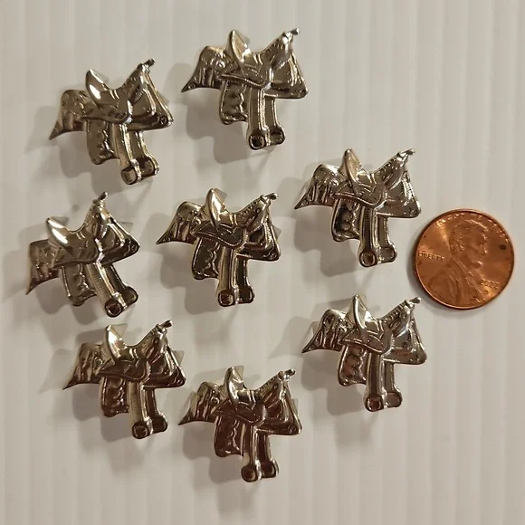 Lots of Western themed crafting brads charms    and More silver blue gold - Picture 7 of 14